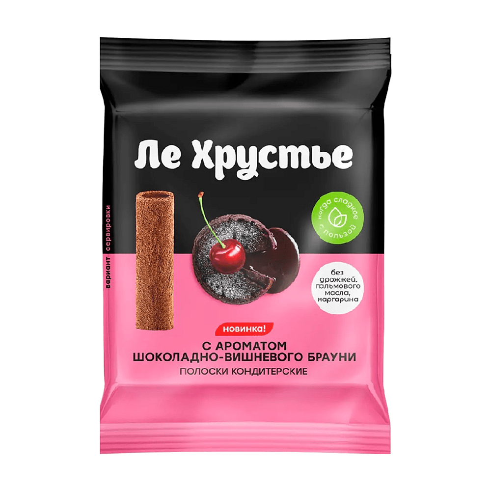 Полоски кондитерские "ЛеХрустье", 100 гр, с ароматом шоколадно-вишневого брауни