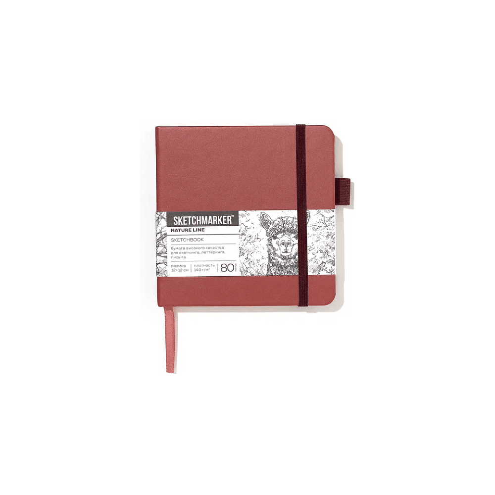 Скетчбук "Sketchmarker", 12х12 см, 140 г/м2, 80 листов, красный винтаж