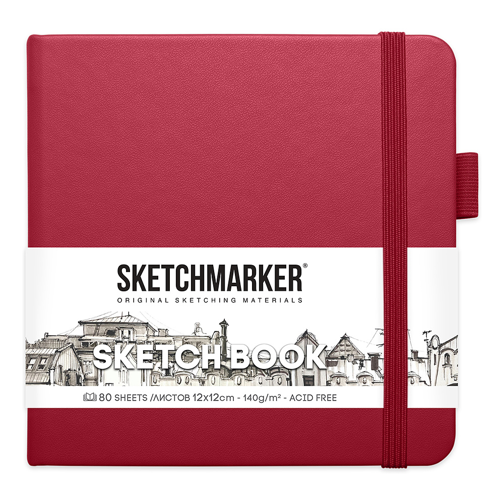 Скетчбук "Sketchmarker", 12x12 см, 140 г/м2, 80 листов, маджента
