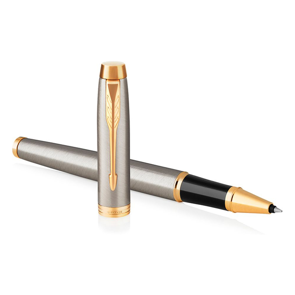 Ручка роллер "IM Brushed Metal GT", 0.5 мм, золотистый, стерж. черный - 3