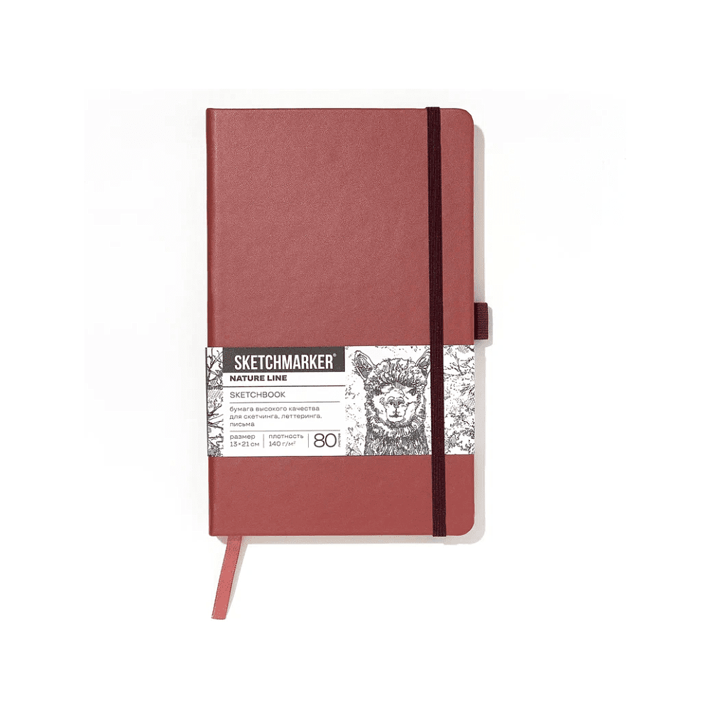 Скетчбук "Sketchmarker", 13х21 см, 140 г/м2, 80 листов, красный винтаж