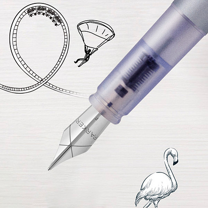 Ручка перьевая Parker "Vector XL Silver Blue", M, серебристый, патрон синий - 4