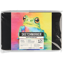 Цветные карандаши акварельные "Sketchmarker Яркие цвета", набор 12 цветов, жестяной пенал