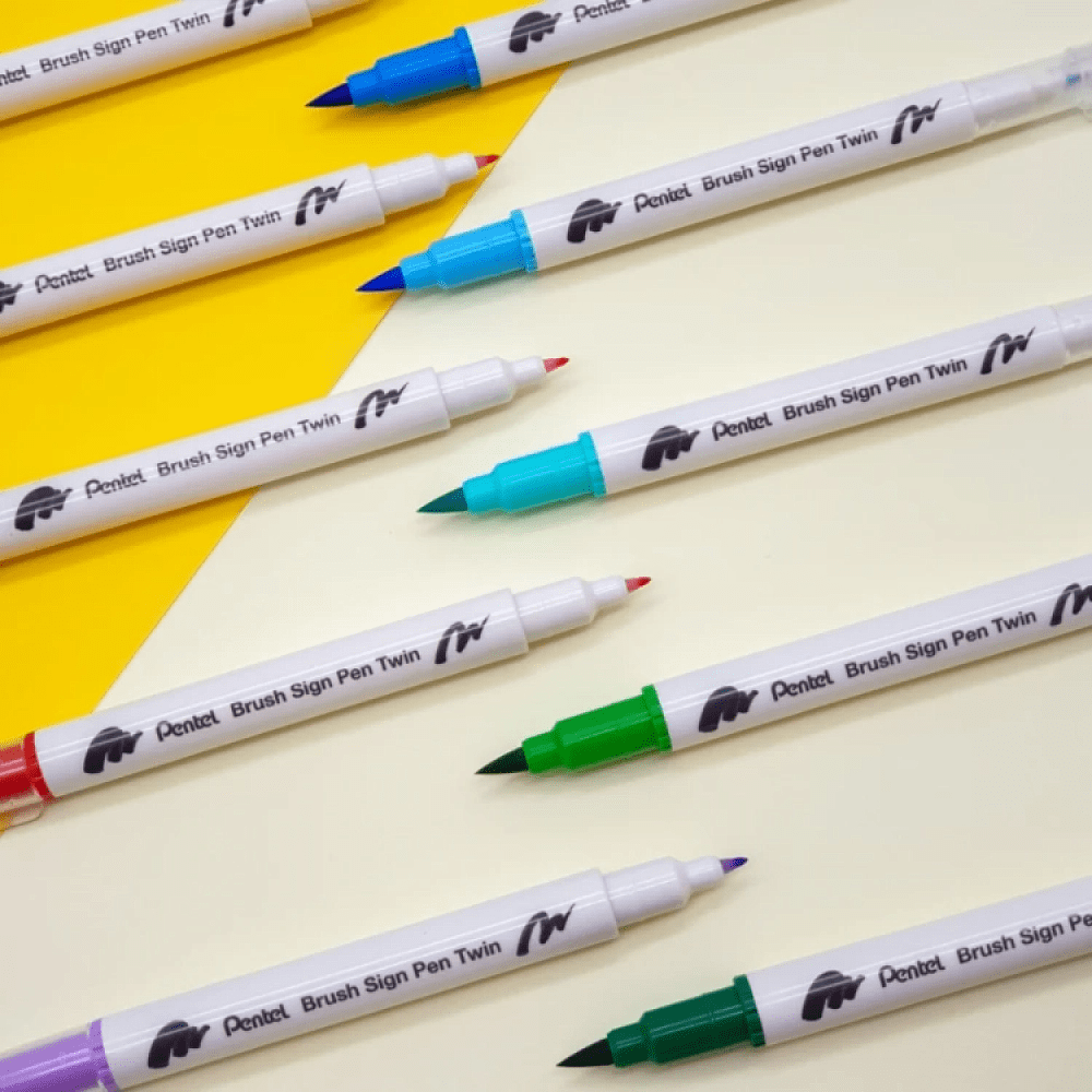 Маркер-кисть "Brush Sign pen twin", 18 шт - 4