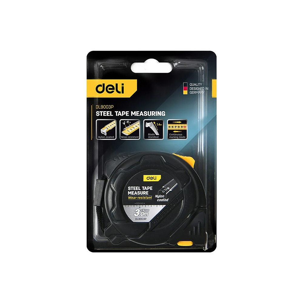 Рулетка Deli YS EDL9003P, 3 м х 16 мм, желтый, черный - 8