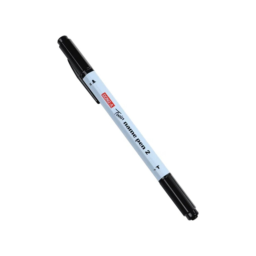 Маркер перманентный "Twin Name Pen", двусторонний, черный - 2