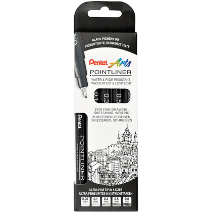 Набор ручек капиллярных "Pointliner", 5 шт, черный