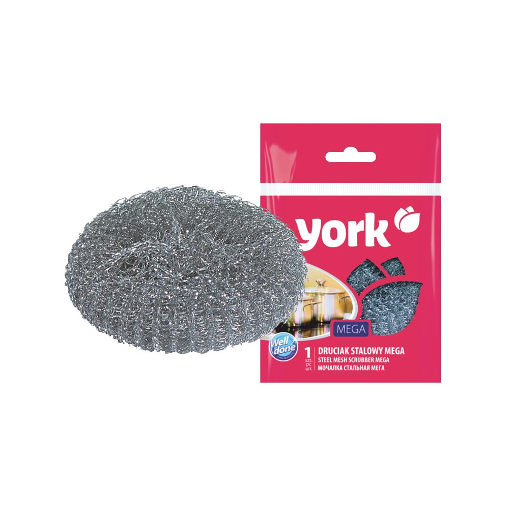 Губка для посуды металлическая МЕГА, d=14см, 1 шт