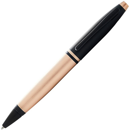 Ручка шариковая автоматическая "Cross Calais Brushed Rose Gold Plate&Black Lacquer", 0.7 мм, розовое золото, черный, стерж. черный