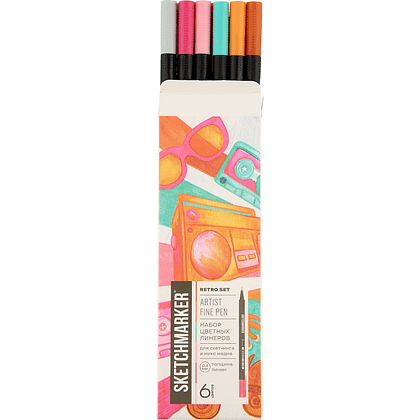 Ручка капиллярная "Sketchmarker Artist fine pen Mid", 6 шт - 11