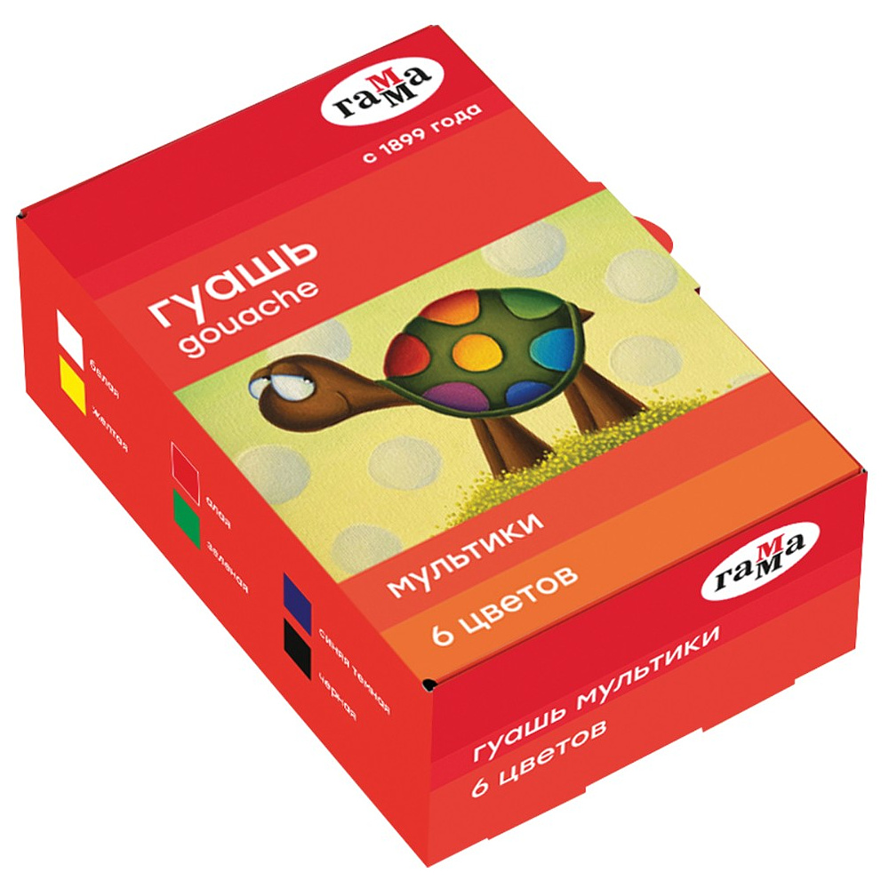 Гуашь "Мультики", 6 цветов, 20 мл, ассорти