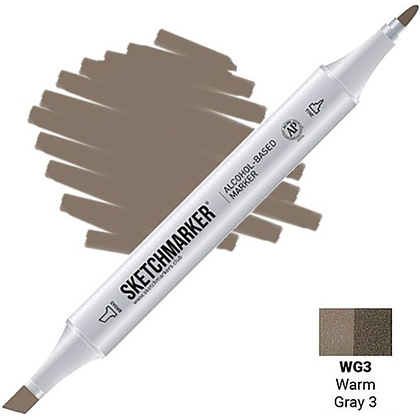 Маркер перманентный двусторонний "Sketchmarker", WG3 серый теплый №3