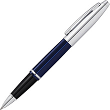 Ручка-роллер "Cross Calais Chrome&Blue Lacquer", 0.7 мм, синий, серебристый, стерж. черный