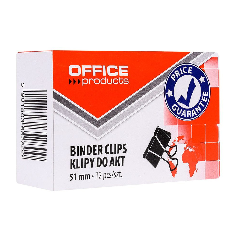 Зажим для бумаги "Office Products", 51 мм, 12 шт, черный