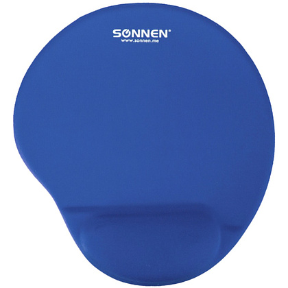 Коврик для мыши "Sonnen", 250х220х20 мм, полиуретан, лайкра, с подушкой под запястье, синий