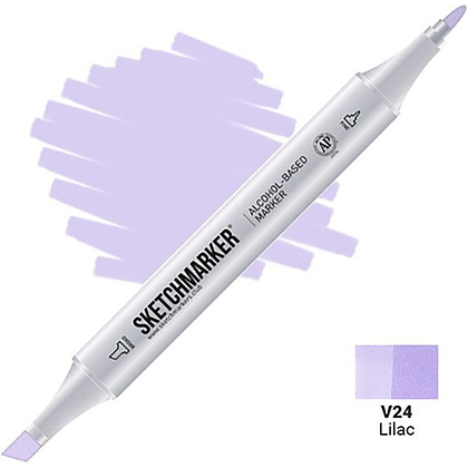 Маркер перманентный двусторонний "Sketchmarker", V24 сиреневый