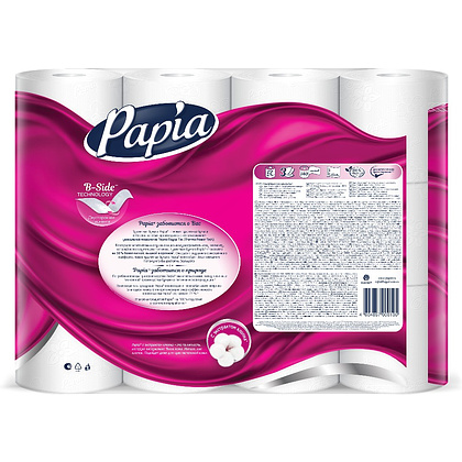 Бумага туалетная Papia 16,5 м, 3 слоя, 12 рулонов, 100% целлюлоза - 2