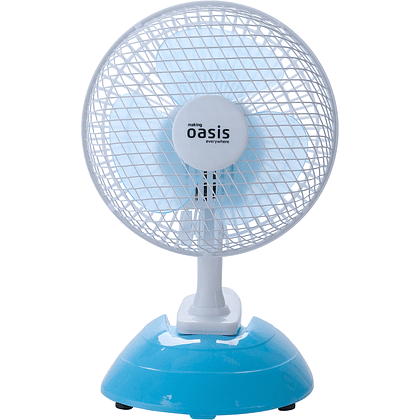 Электровентилятор настольный Oasis "VP-15WB", на прищепке, белый, голубой