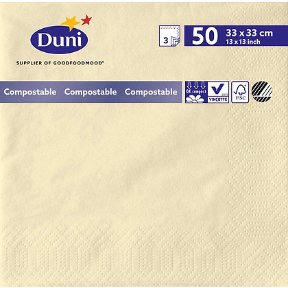 Салфетки бумажные "Duni", 50 шт, 33x33 см, ваниль