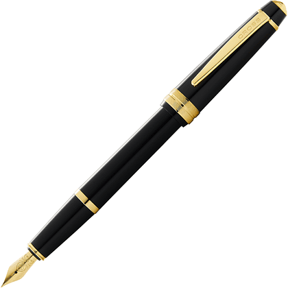 Ручка перьевая F "Bailey Light Polished Black Resin and Gold Tone", черный, золотой