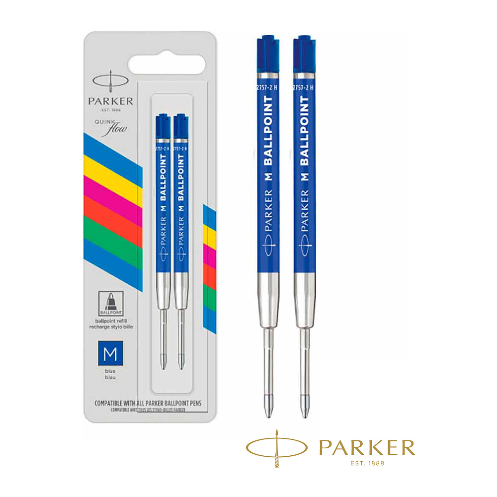 Стержень шариковый "Parker CW216654", M (средний), 1 мм, 2 шт., синий 
