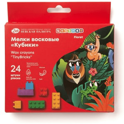 Мелки восковые "Цветик", кубики, 24 шт