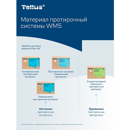 Протирочный материал нетканый Tellus, универсальный, 1 слой, 120 листов, WM5 - 15