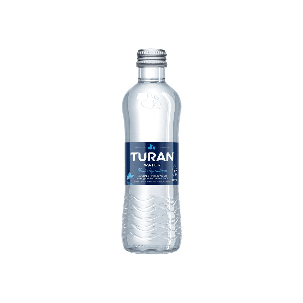 Вода минеральная питьевая "Тuran", газированная, 0.25 л, стеклянная бутылка