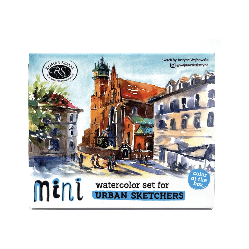 Краски акварельные "Aquarius. Mini Urban Sketcher set", 8 цветов, полукюветы, коробка, голубая - 2