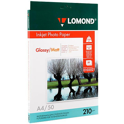 Двусторонняя глянцевая/матовая фотобумага для струйной печати "Lomond", А4, 50 листов, 210 г/м2