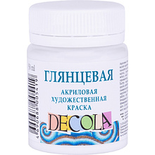 Краска акриловая глянцевая "Декола", 104 белая, 50 мл., банка