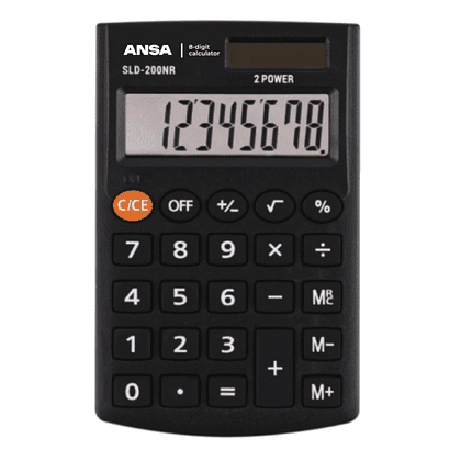 Калькулятор карманный Ansa "AN200NR", 8-разрядный, черный