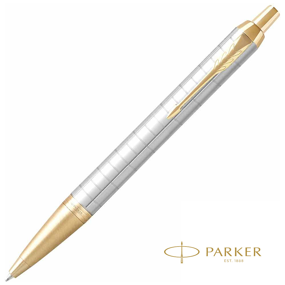 Ручка шариковая автоматическая "Parker IM Premium Pearl GT", 1.0 мм, золотой, серебристый, стерж. синий
