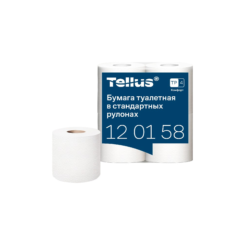 Бумага туалетная Tellus Комфорт, TP4, 4 рулона, 23 м., 2 слоя - 2