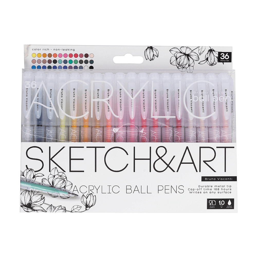 Набор ручек акриловых "Sketch&Art", 1 мм, 36 шт, ассорти