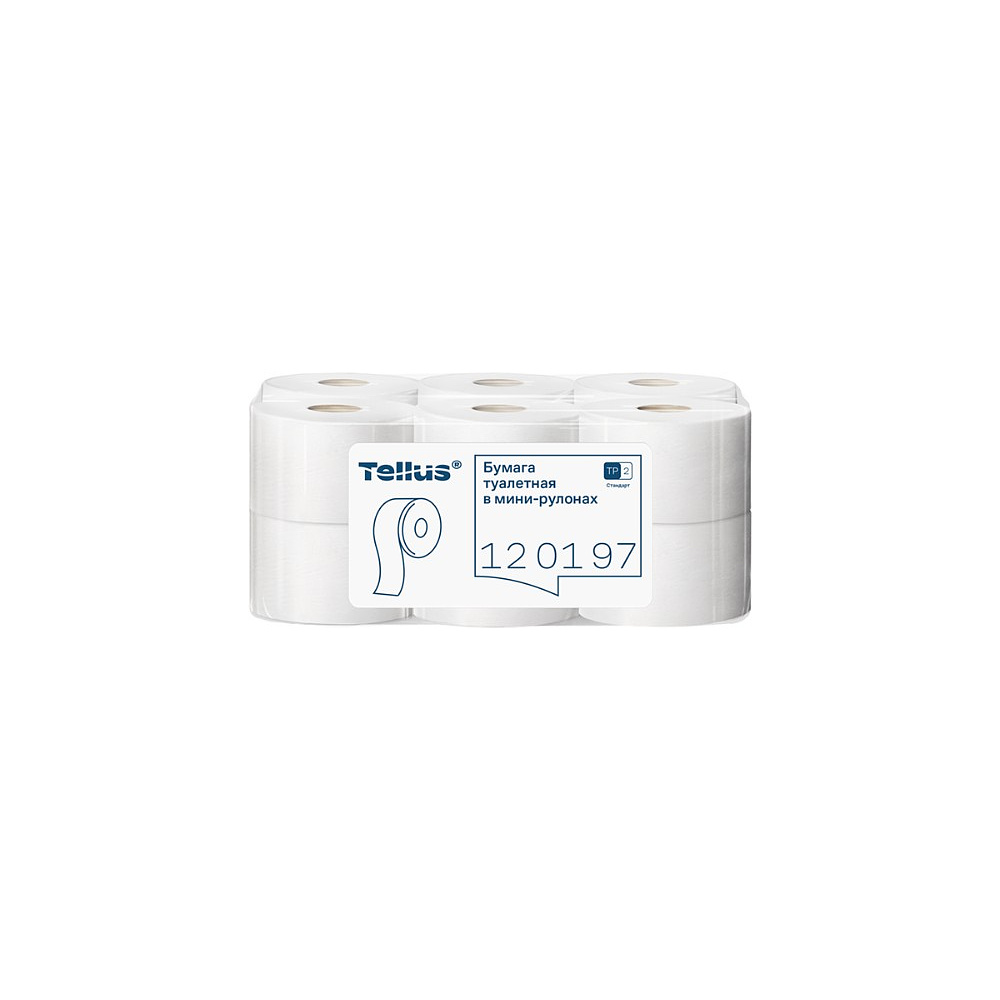 Бумага туалетная Tellus Стандарт ТP2, в мини рулоне, 200 м, 1 слой - 3