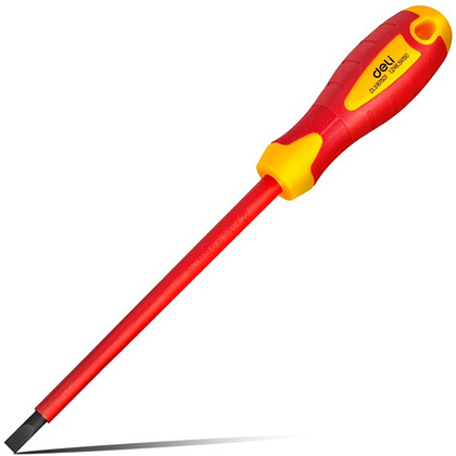 Отвертка диэлектрическая Deli YS EDL5161501, SL6,5х150 мм, желтый, красный