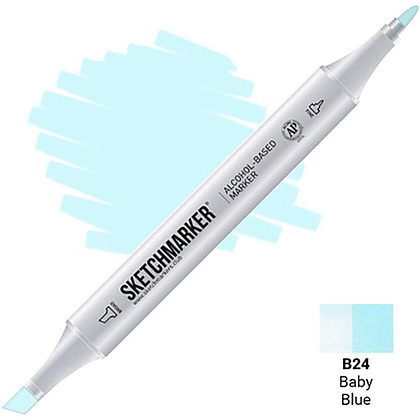 Маркер перманентный двусторонний "Sketchmarker", B24 голубой детский