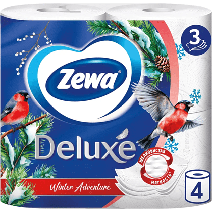 Бумага туалетная "Zewa Deluxe", 3 слоя, 4 рулона - 3