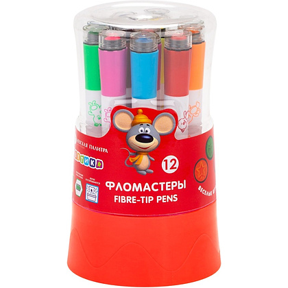 Фломастеры "Цветик", 12 шт., со штампами - 2