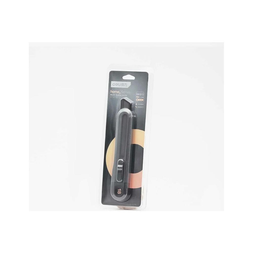 Нож строительный Deli HS EHT4018, 18 мм, Soft Touch, черный - 9