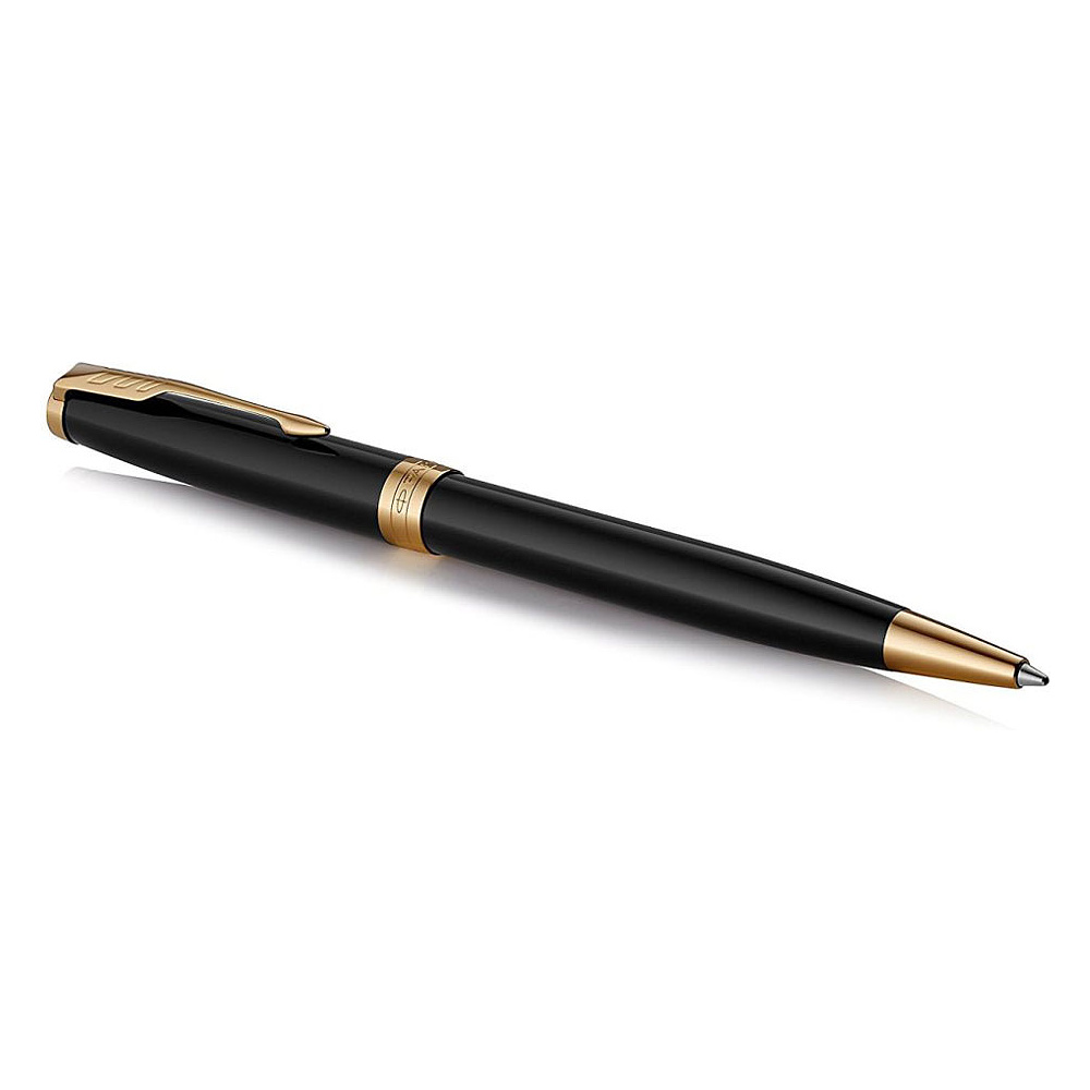 Ручка шариковая автоматическая Parker "Sonnet Lacquer Deep Black GT", 0.7 мм, черный, золотистый, стерж. черный - 2