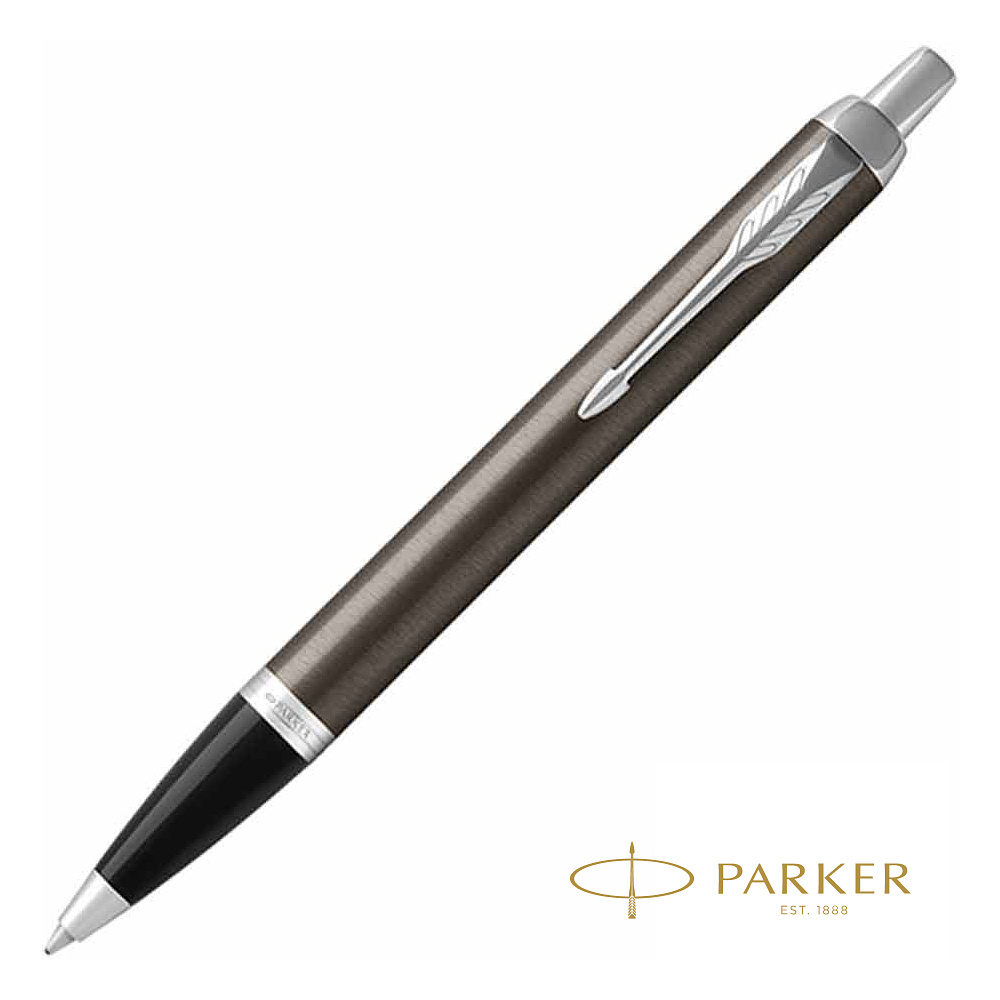 Ручка шариковая автоматическая "Parker IM Dark Espresso Lacque CT", 0.7 мм, серо-коричневый, серебристый, стерж. синий