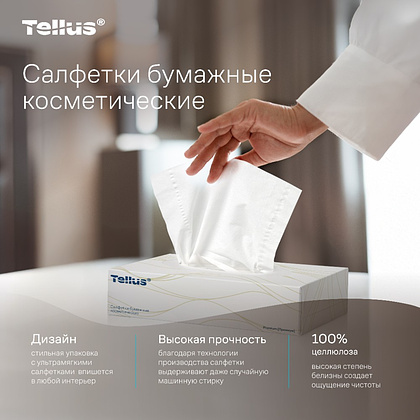 Салфетки косметические Tellus Премиум, 100шт/уп, FT1 - 3