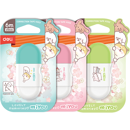 Корректор роллер "Miyou", 6x5 мм/м, ассорти 