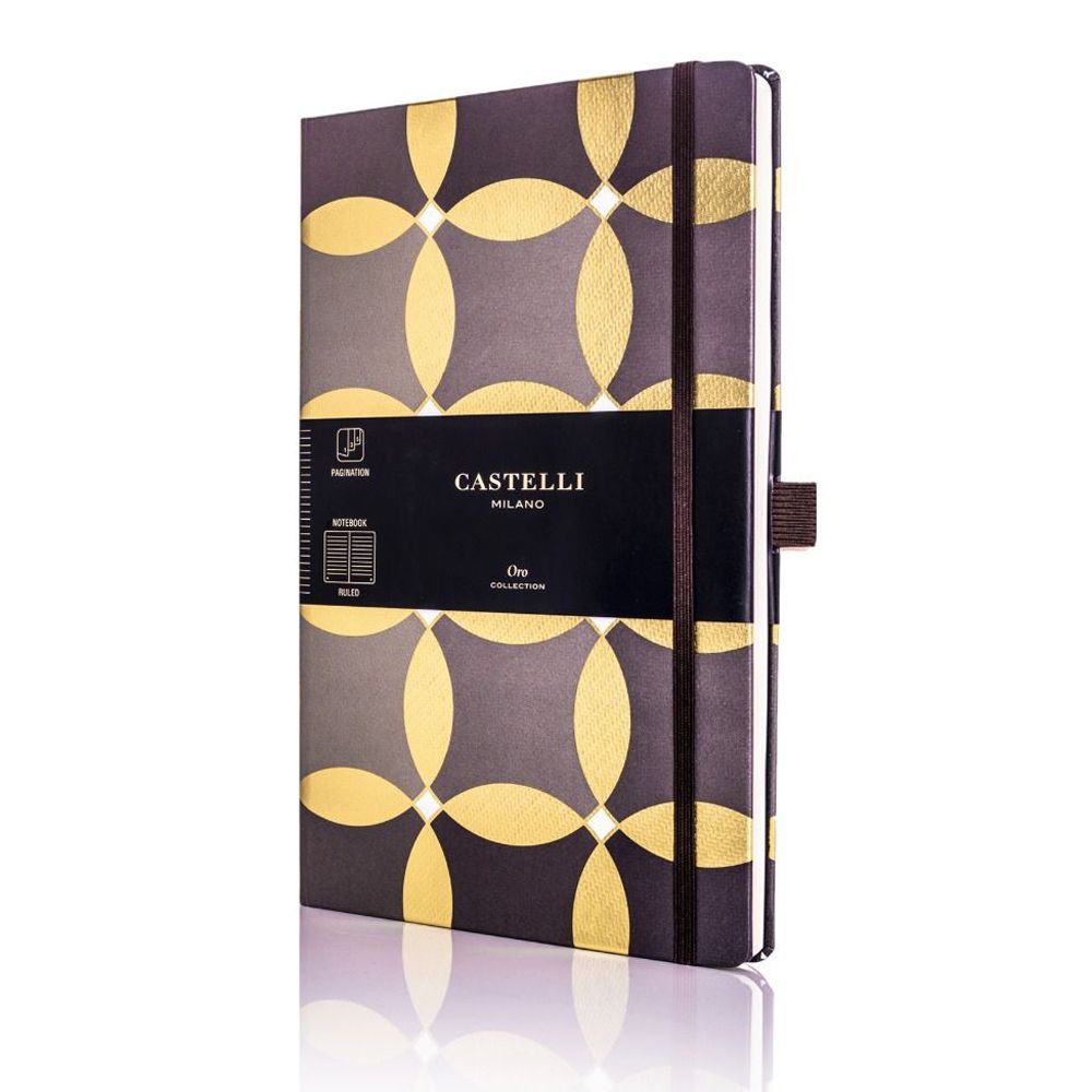 Блокнот Castelli Milano "Oro Circles", А5, 120 листов, линейка, серый, золотистый