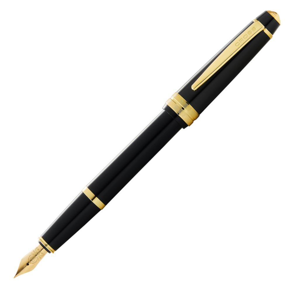 Ручка перьевая F "Bailey Light Polished Black Resin and Gold Tone", черный, золотой
